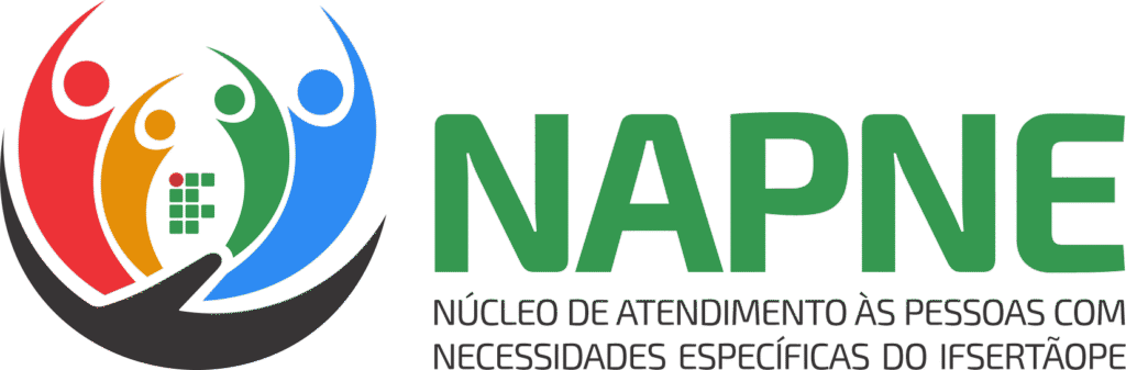 Logotipo do NAPNE com figuras coloridas e nome completo do núcleo do IF Sertão-PE.